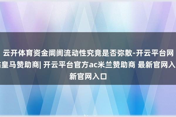 云开体育资金阛阓流动性究竟是否弥散-开云平台网站皇马赞助商| 开云平台官方ac米兰赞助商 最新官网入口