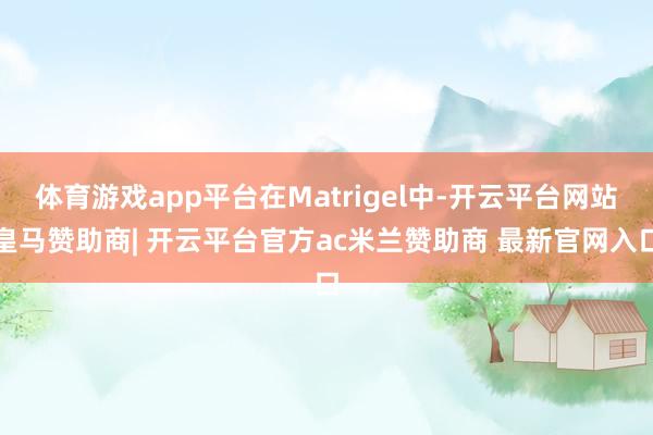 体育游戏app平台在Matrigel中-开云平台网站皇马赞助商| 开云平台官方ac米兰赞助商 最新官网入口