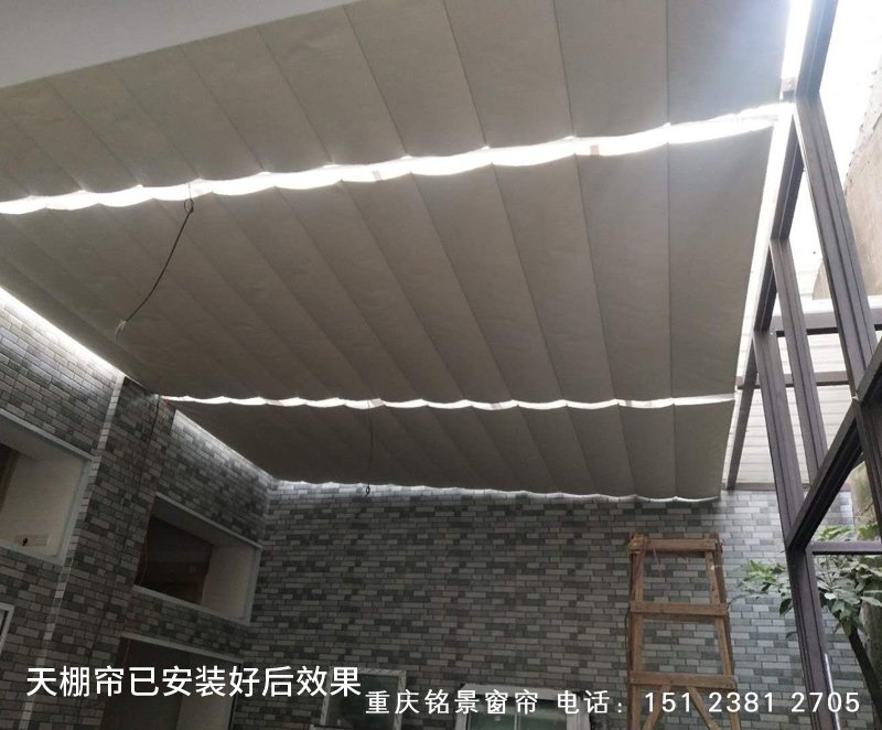 重庆江北区阳光房电动天棚帘视频安装实拍